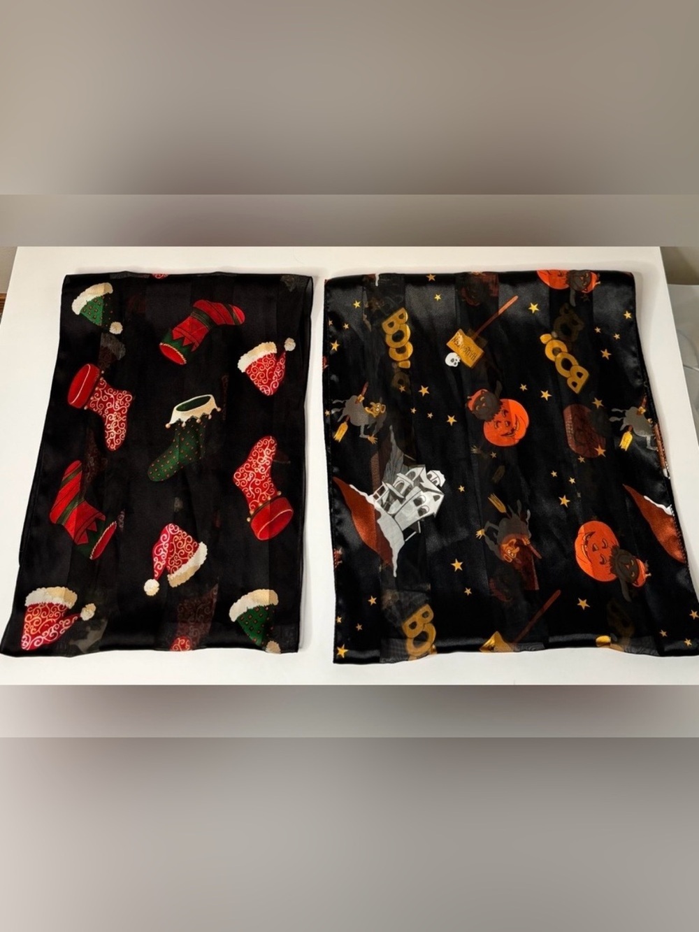 HOLIDAY SCARVES (HALLOWEEN & CHRISTMAS)